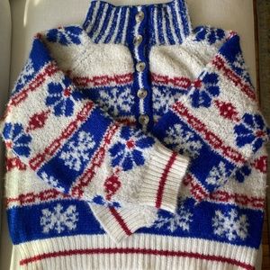 The Buttoned Funnel Jumper in Snow Daze